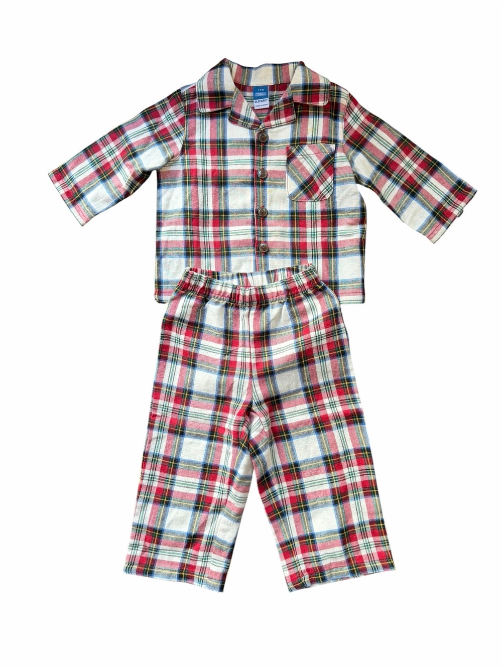 3-6M Plaid Flannel Pajama Set - Red & White